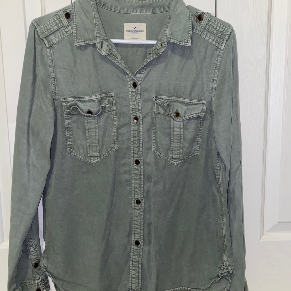 American Eagle Military Button Down